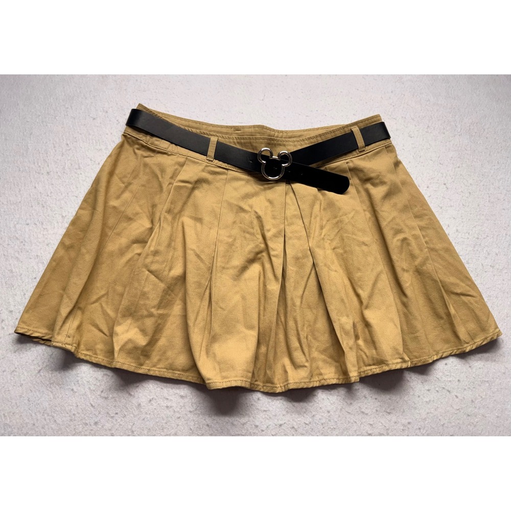 Disney x Forever 21 Khaki Pleated Mini Skirt Mickey Mouse Belt Plus Size 2X
